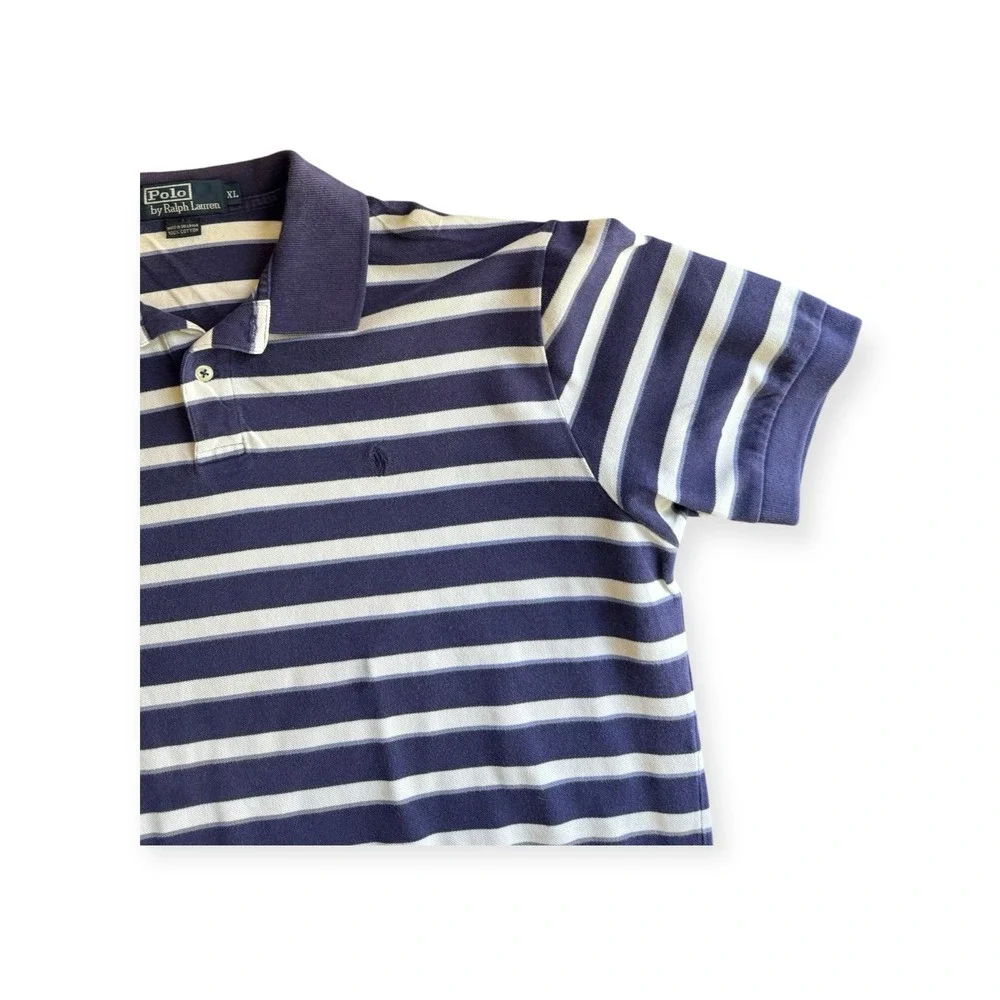 Polo Jeans Company by Ralph Lauren Mens XL  Blue And White Striped Polo‎ Shirt